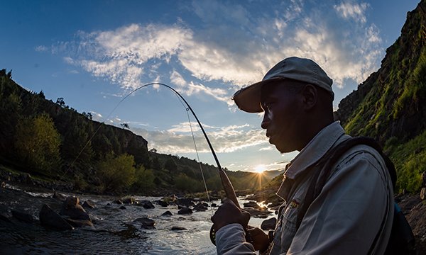 Fly-fishing on the Maletsunyane
