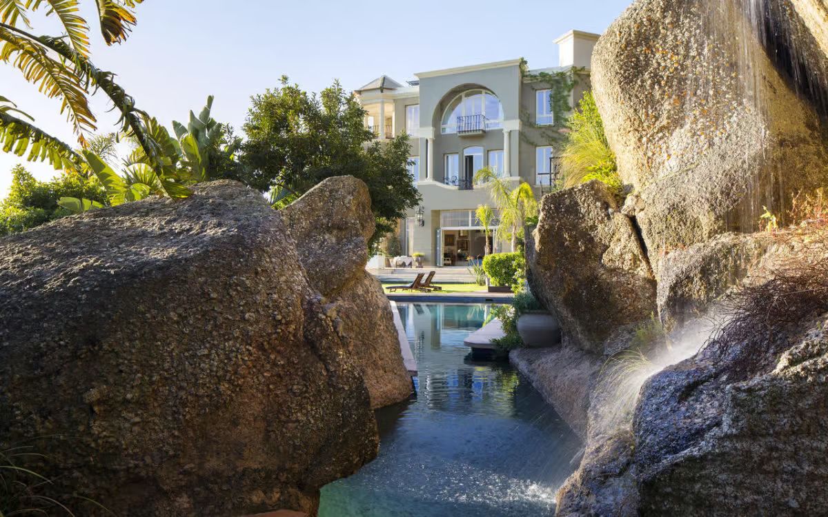 The pool set into the granite