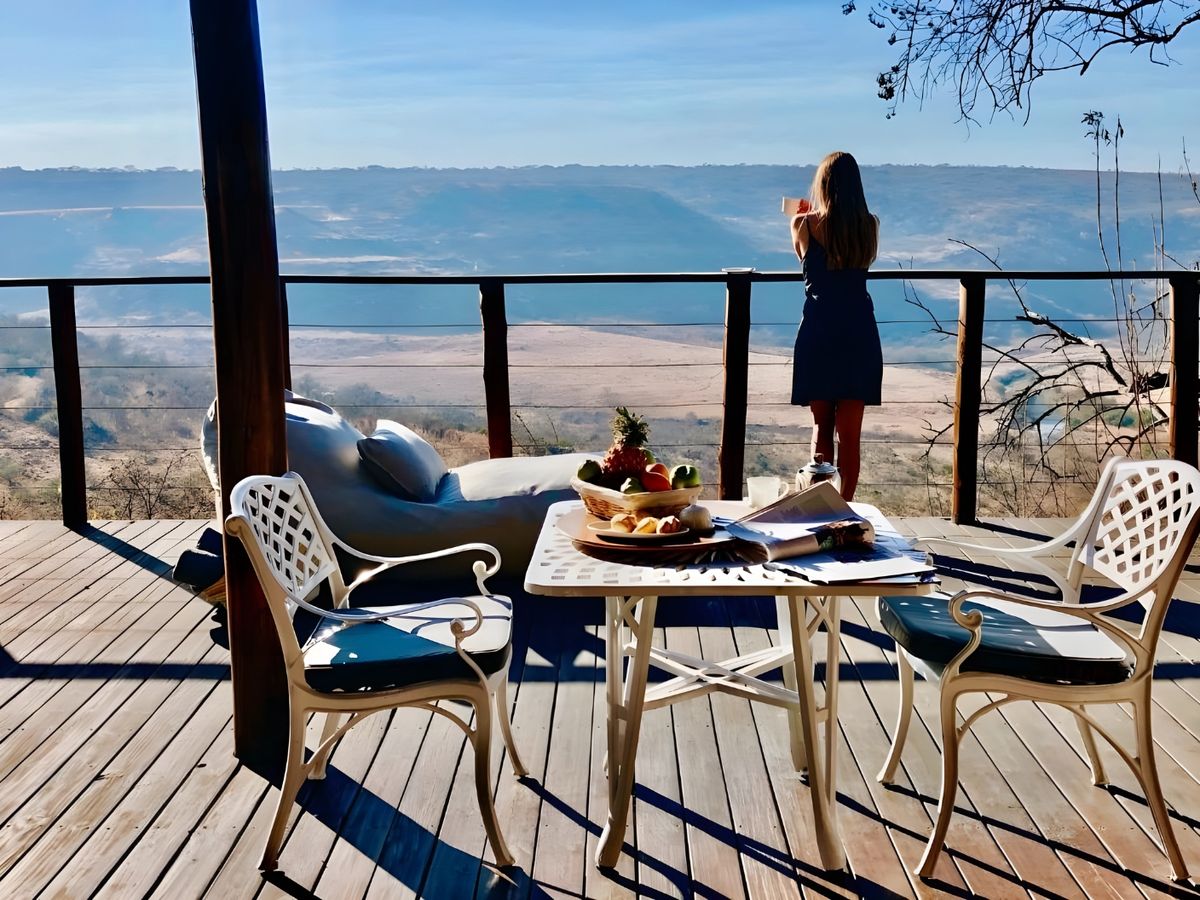 Breakfast laid on a suite terrace above the valley