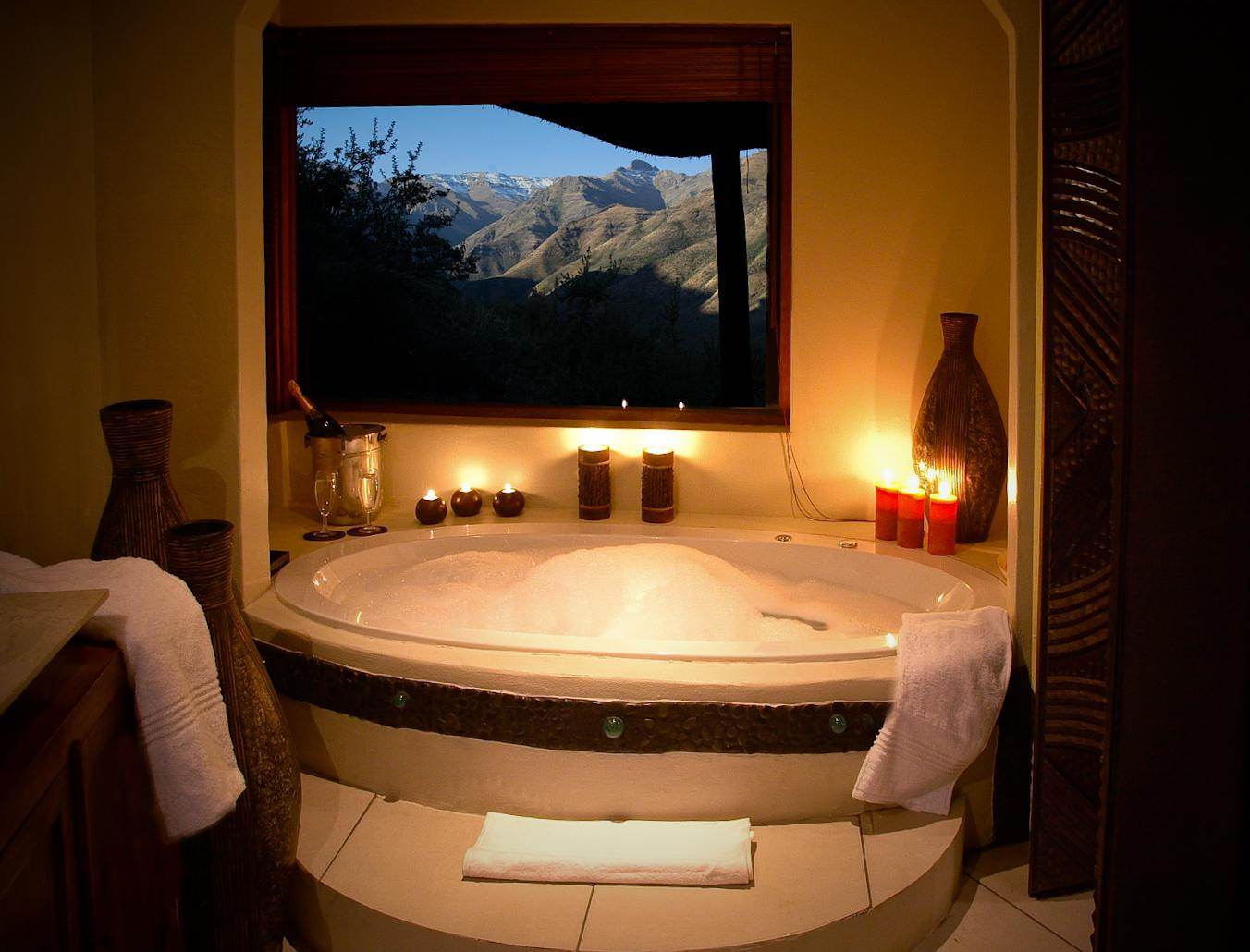 A bath with the Maloti in the window